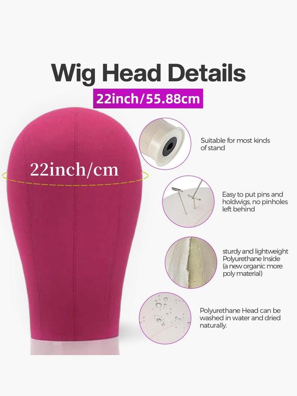 Hair Salon Tools Set, Including Canvas Head Mold, Wig Support Stand, Wig Cap, Hair Styling Comb, Alligator Hair Clips & Pins, for Make Wigs Hairstyling