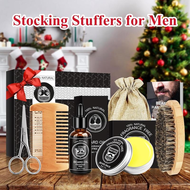 Gifts for Men, Beard Kit with Beard Oil, Balm, Comb, Brush, , Beauty Gift Sets for Him, Birthday & Christmas, Stocking Stuffers for Adults Men, Boyfriend, Husband, Son, Friend, Dad