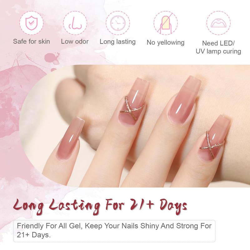 JODSONE 2 Bottles of Top Coat Base Coat Gel Polish Set Bright Surface At Home DIY Nail Salon Girl Gift