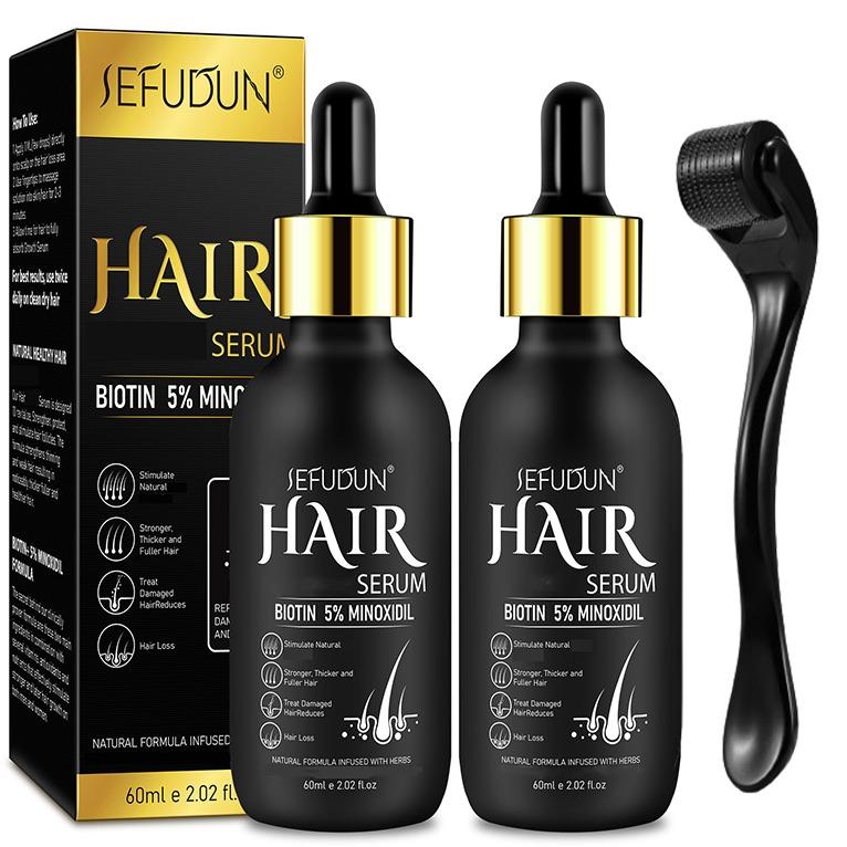 Sefudun 5% Minoxidil Hair Serum, 60ml - Morning and Evening Haircare Comfort  -  Minoxidil Hair Serum *2 with roller (25% OFF)