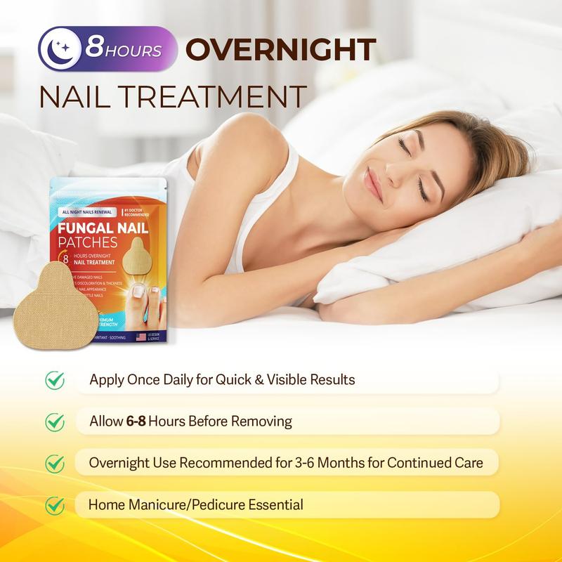 Fungal Nail Patches: Nail Fungus Relief - Toenail Fungus Relief - Nighttime Renewal Fungal Nail Patches - Nail Fungus Improvement - Overnight Nail Repair - 8-Hour Nighttime Renewal - 21 PCS Nail Care Smooth