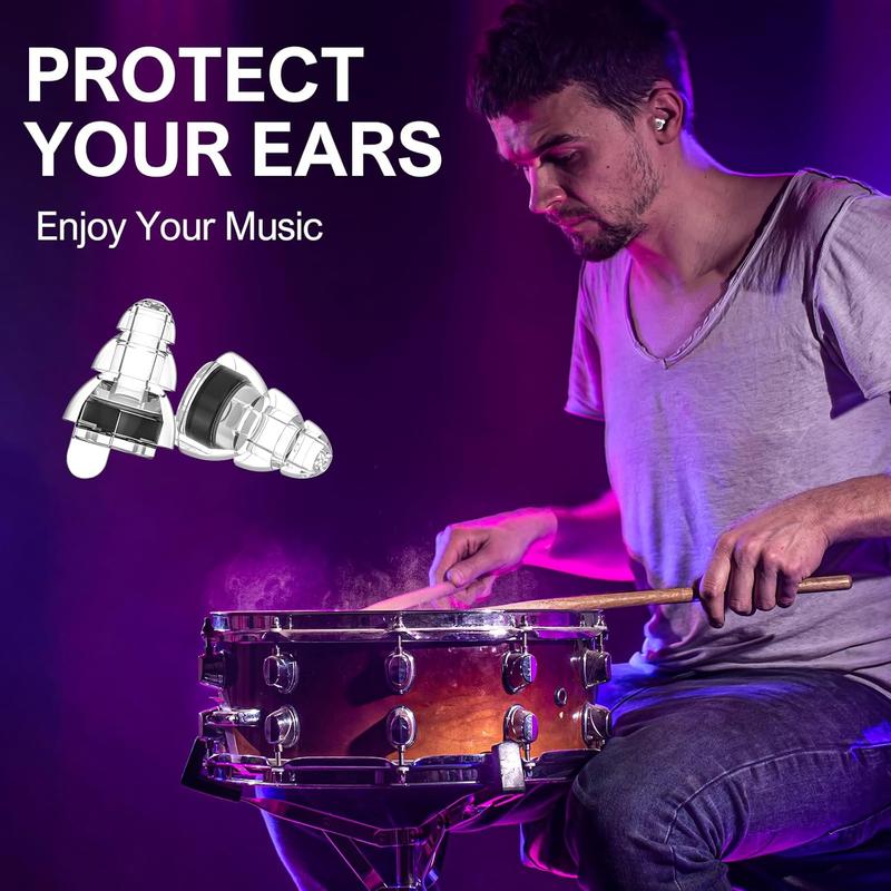 High Fidelity Concert Earplugs for Concerts MusiciansEarplugs for Noise Reduction24db Advanced Filter Technology Ear Protection for Music Festivals,DJ's, Nightclub, Drummers - 2 PairsBlack