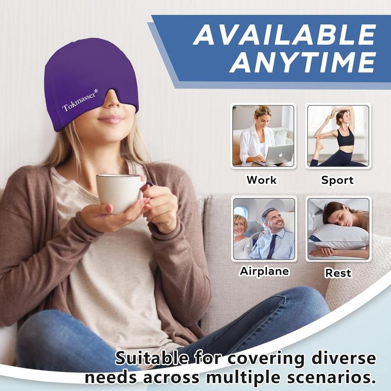 [blackfriday sale]Natural Relief Hat with Drawstring for Headache Relief，Eye Mask for Eye Bags, Tension and Stress，Migraine Headache Relief Cap，Migraine Headache Relief Cap Hat Mask Products, Cooling Gel Hat Head Wrap for Migraine, Tension, Stress