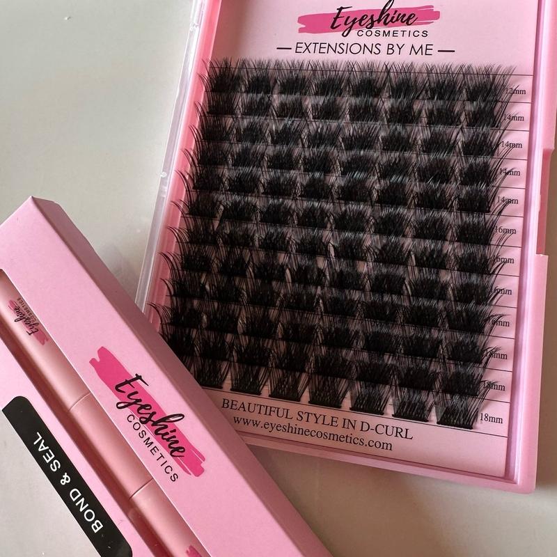 Eyeshine Mega Volume (black 12-18mm) lash clusters includes a Black bond and Seal