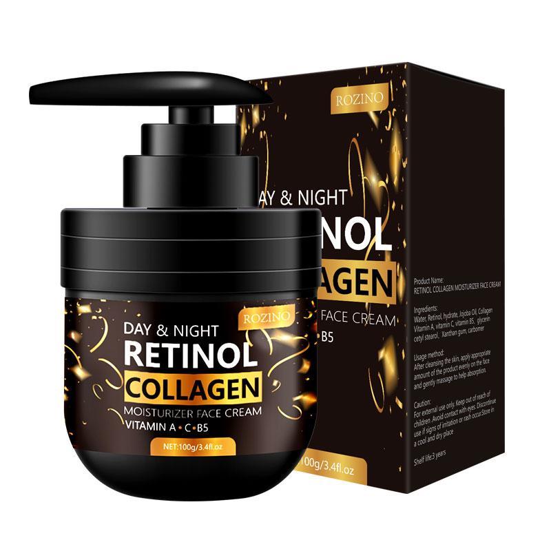 100g Retinol Collagen Moisturizing Cream, 1 Count Hydrating Skin Care Day Cream Night Cream, Face Lotion for Women and Men All Skin Types