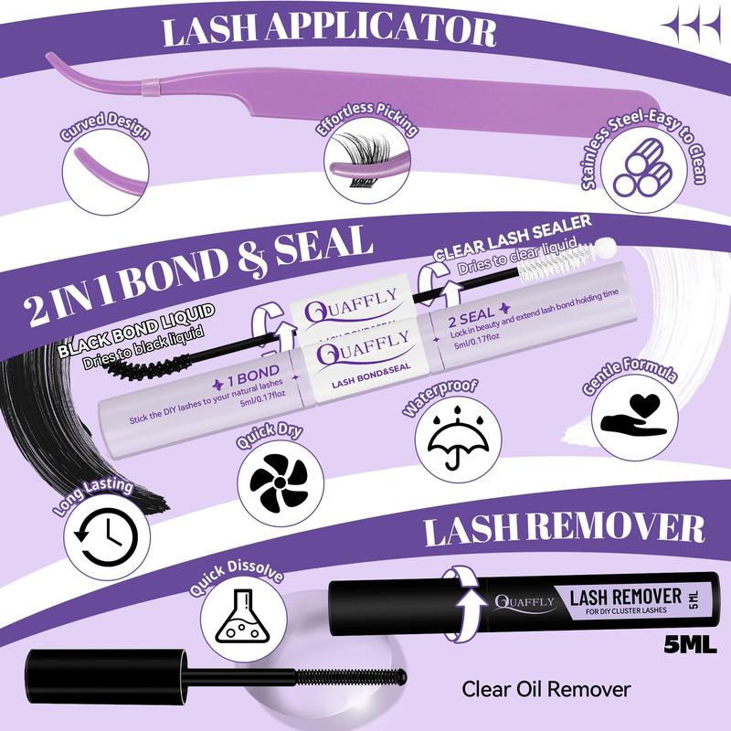 3 in 1 Eyelash Bond & Seal & Remover, Long Lasting Eyelash Glue, Eyelash Remover, Tweezers, Professional Eye Makeup Tool for Women & Girls, Christmas Gift