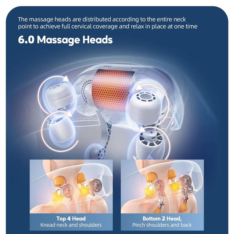 Neck and Shoulder Massager, Wireless Portable Massager, 6th Generation Shiatsu Back Shoulder and Neck Massager, Comfort, Best Gift, Mother's Day Gift, Father's Day Gift Cordless Relaxing