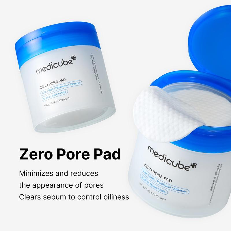 Medicube Zero Pore Pads 2.0, Dual-Textured Facial Toner Pads for Exfoliation and Pore Care with 4.5% AHA Lactic Acid & 0.45% BHA Salicylic Acid, Ideal for All Skin Types, Korean Skin Care (70 Pads)