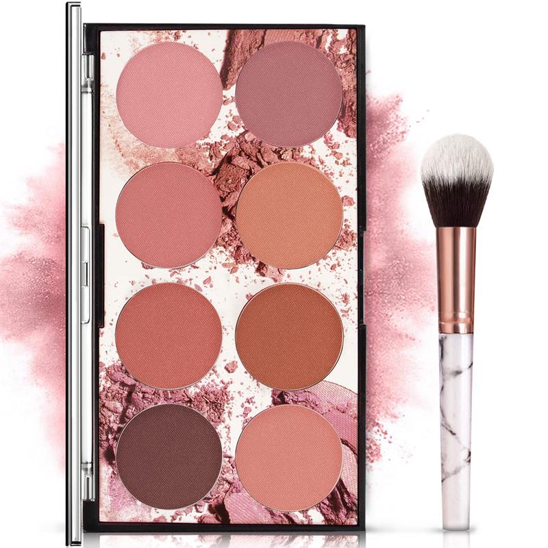 8 color blush palette, matte, face, contour and highlight blush, palette, makeup smooth