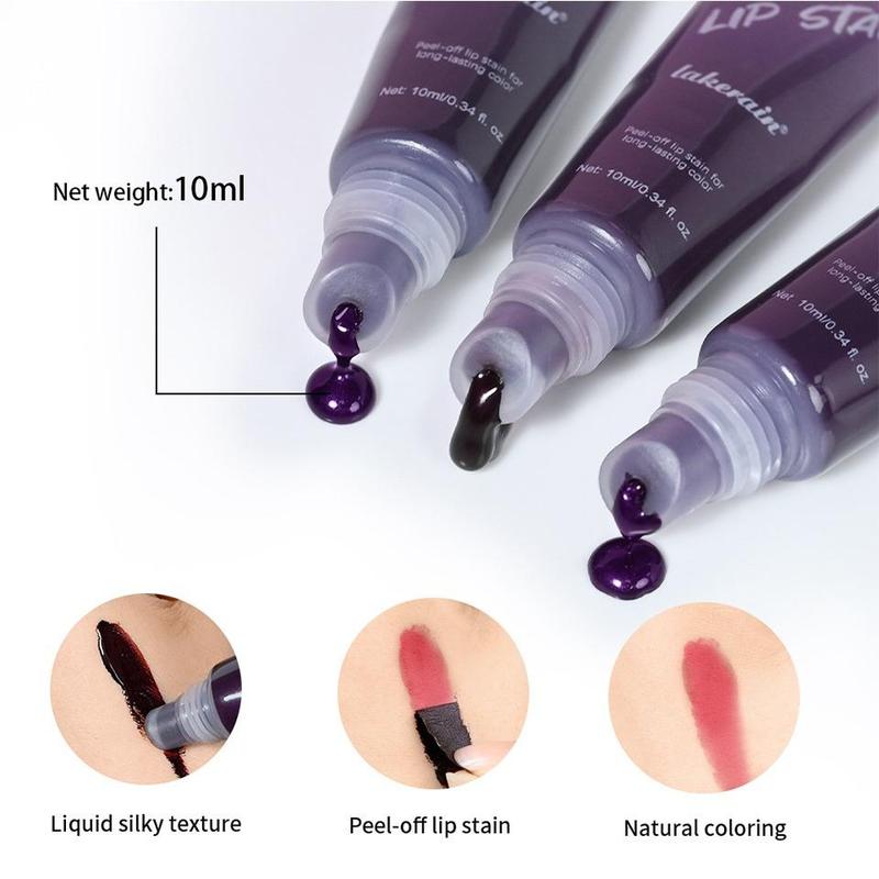 Long Lasting Tear off Lip Tint, 3 Counts set Easy Coloring Lip Stain, Velvet Matt Finish Lip Gloss for All Occasions Lip Makeup, Girls and Women Makeup Accessories