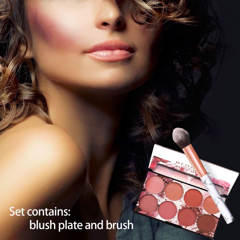 8 color blush palette, matte, face, contour and highlight blush, palette, makeup smooth