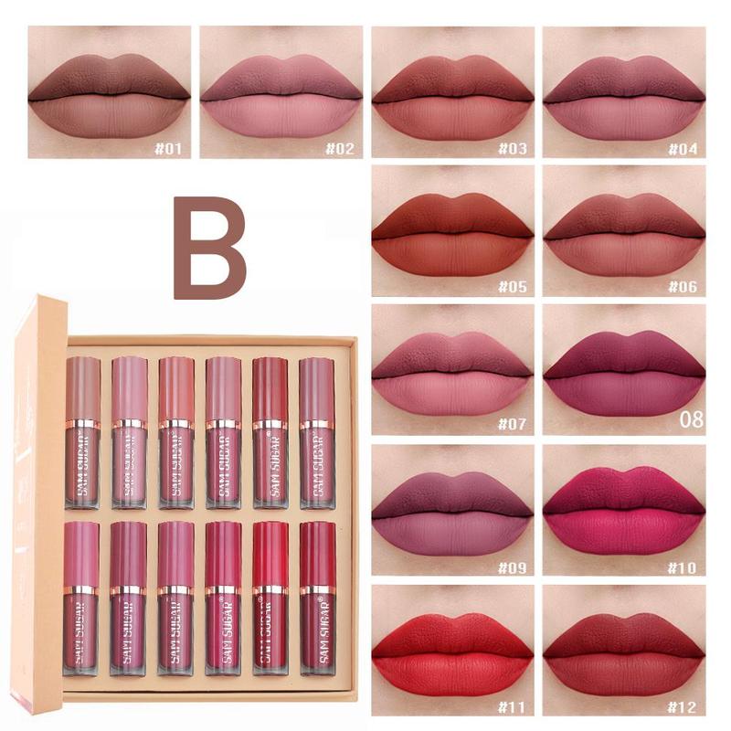 Lip Makeup Sets (24pcs set), Including 12pcs Matte Liquid Lipstick & 12pcs Lip Liner, Matte Lipstick & Lip Liner, Lip Kit, Non-stick Cup Matte Lips Gloss for All Occasions Lip Makeup, Makeup Cosmetic for Girls and Women, Pennywise Makeup, Christmas Gift