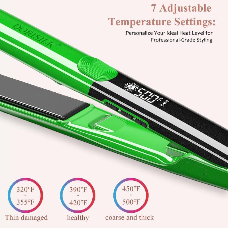 500 Degree High Temp Professional Ceramic Hair Straightener, 1 Set 2 in 1 Straightener & Curler with Accessories, Hair Styling Tool for Women & Girls