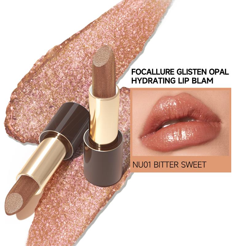 FOCALLURE Glisten Opal Hydrating Glitter Lipstick Lip Balm Set Moisturizing Glossy Cosmetic Makeup