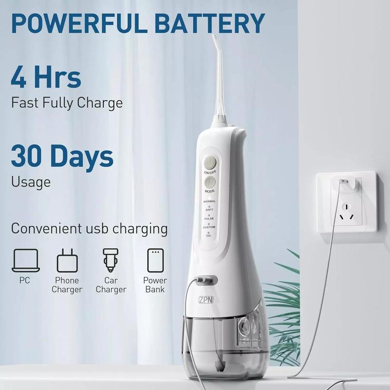 Achieve Daily Cleansing with Cordless Oral Irrigator Water Flosser - 3+1 Cleaning Modes Available