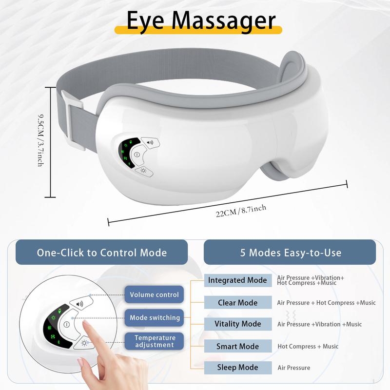 Rechargeable Electric Eye Massager, 1 Box Foldable Eye Massage Tool with 5 Modes, Eye Care Portable Massager for Women & Men, Christmas Gift