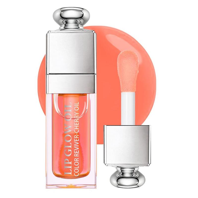 Hydrating Lip Glow Oil, Moisturizing Lip Glow Oil, Nourishing Glossy Transparent Lip Oil, Plumping Lip Oil, Lip Balm, Non-sticky Tinted Toot Lip Balm for Lip Care (CHERRY) 0.2 OZ