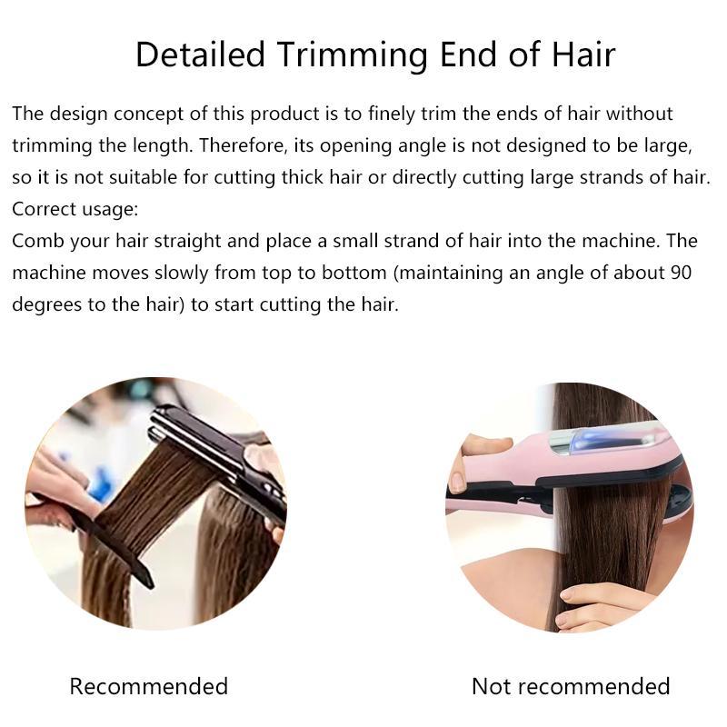 Cordless Split End Hair Trimmer with hair Clips, Automatic Rechargeable Split End Hair Clipper for Dry Damaged Splitting Broken Frizzy Hair Trimming, Hair Styling Tools