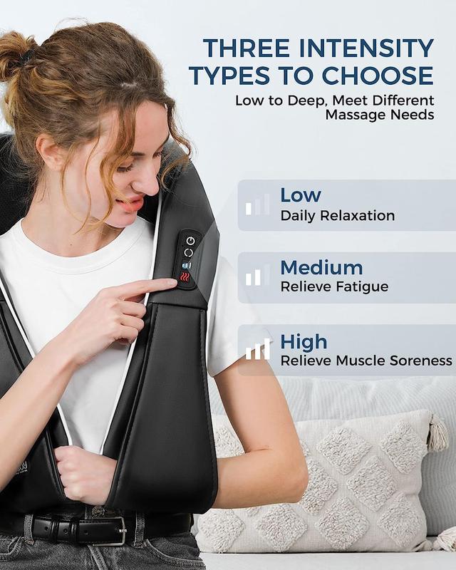 Shiatsu Back and Neck Massager with Heat, Electric Deep Tissue 3D Kneading Massage Pillow for Shoulder, Legs, Foot and Body, Relax Gifts for Men Women Mom Dad Adjustable mother's day gift Comfort, Massager For Neck,Neck And Shoulder Massager