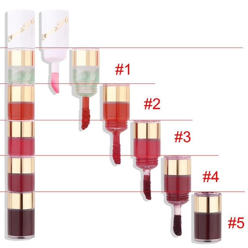 5 In 1 Lipstick, Waterproof Long Lasting Easy To Color Lip Makeup Gloss, Soft And Hydrated Lips, Beauty Gift for Women & Girls