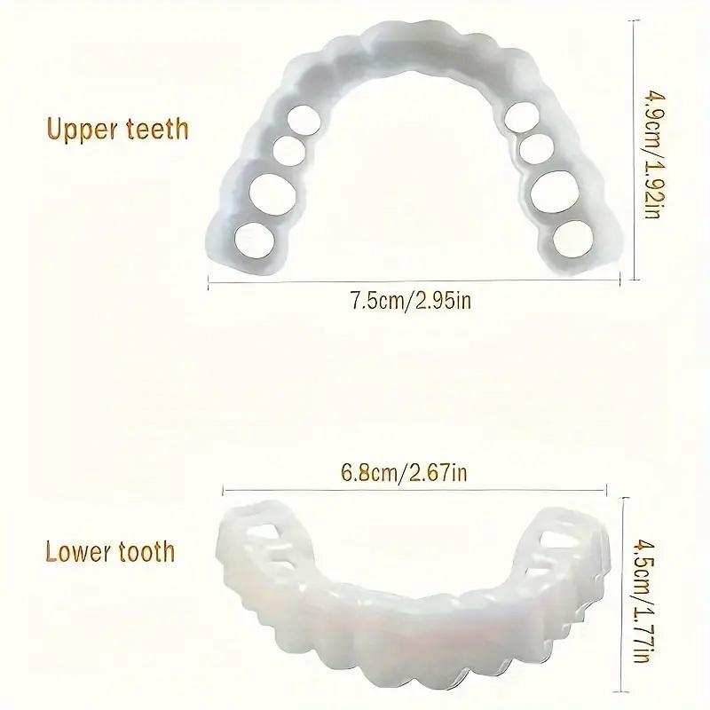 2-Pack, Comfortable and Flexible White Denture Veneers with Upper and Lower Denture Accessories, Unisex, Easy-to-Wear Dental Accessories - The Ultimate Denture Veneer Solution to Boost Your Confidence