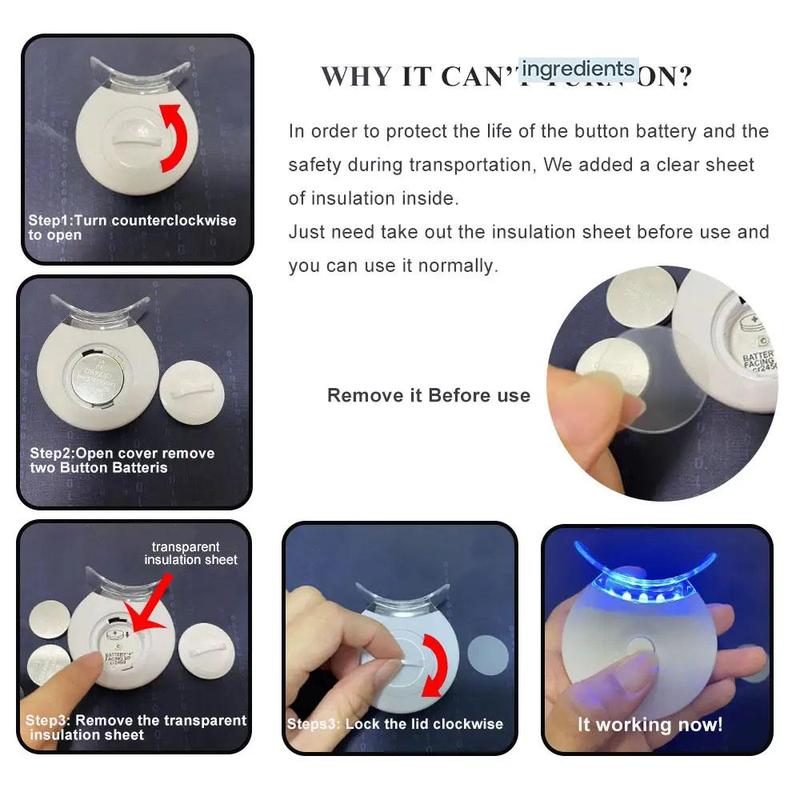 Led Teeth Brightening Kit, 1 Set Led Teeth Brightening Device Kit Including 5 X 3ml Carbamide Peroxide Teeth Gel, Easy To Use