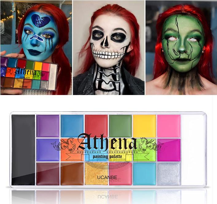 UCANBE Face Body Paint Set-Athena Painting Palette,10 Professional Artist Brush, Large Deep Pan Ideal for Halloween Cosplay Party SFX Arty Stage Makeup