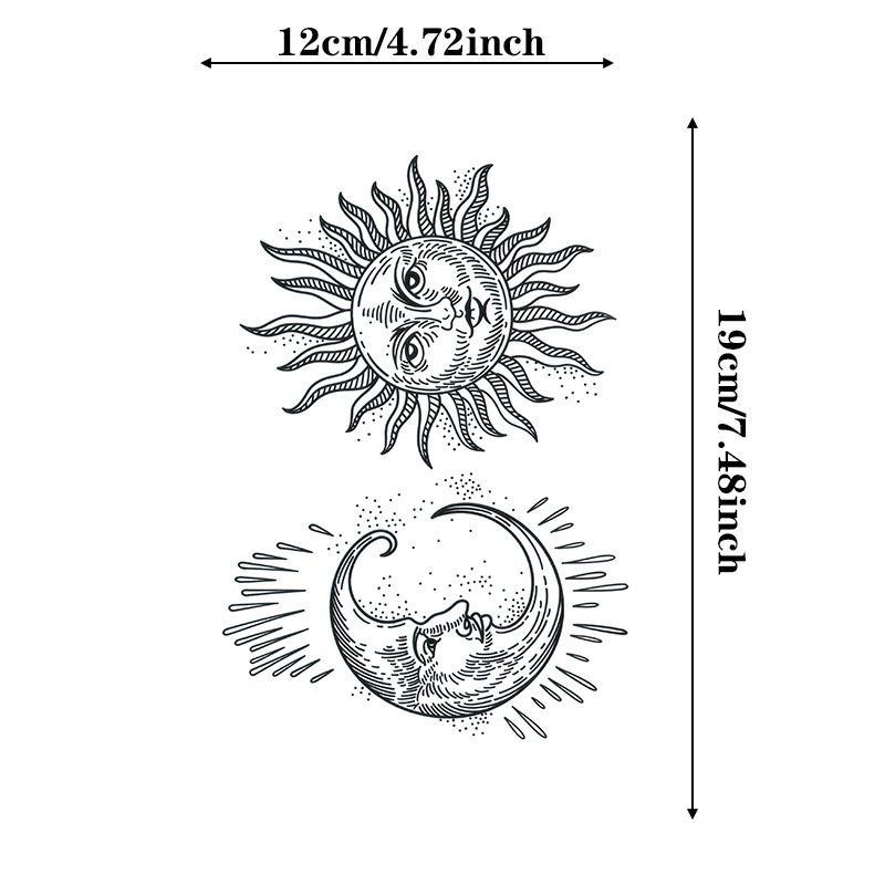 1 Sheet Moon & Sun Pattern Temporary Tattoo Sticker, Fake Tattoo Sticker, Body Art Decoration For Men & Women