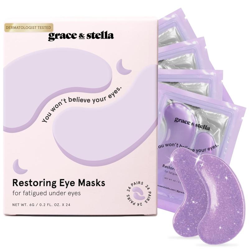 Under Eye Patches for Dark Circles (Purple, 6 Pairs) - Gel Eye Mask with Retinol - Restoring Under Eye Patches for Puffy Eyes and Dark Circles - Vegan Cruelty-Free Eye Mask Skincare