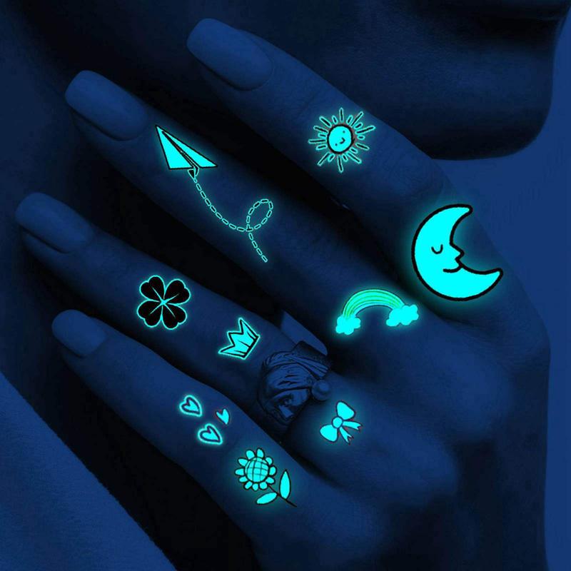 Christmas Cartoon Butterfly Deer Feather Luminous Temporary Tattoo Sticker, 15pcs Glow in the Dark Fake Tattoo Sticker, Waterproof Temporary Tattoo for Women & Girls