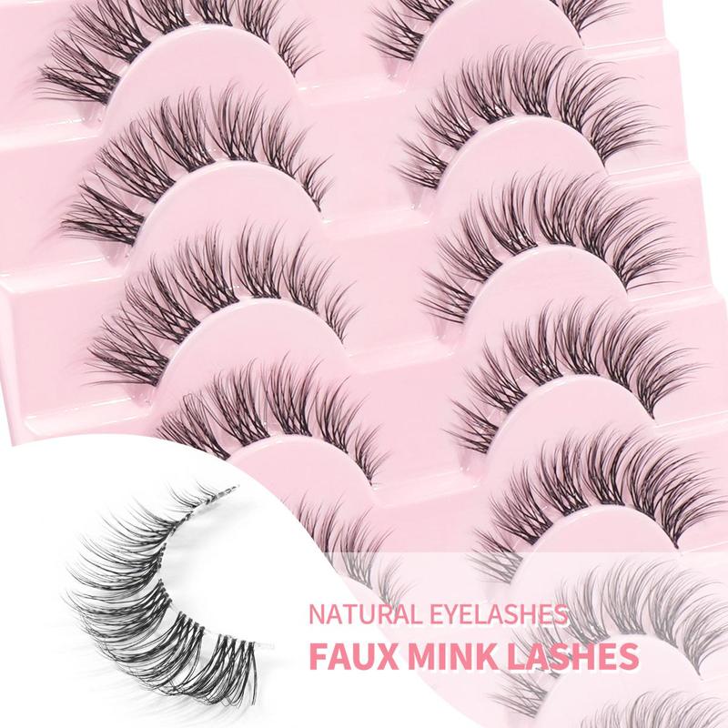 Natural False Eyelashes, 10 Pairs Wispy Clear Band Faux Lashes, Curling Eye Makeup Strip Lashes, Individual Lash Kit, Spider Lashes, Lash Clusters, Makeup Set, Christmas Gift