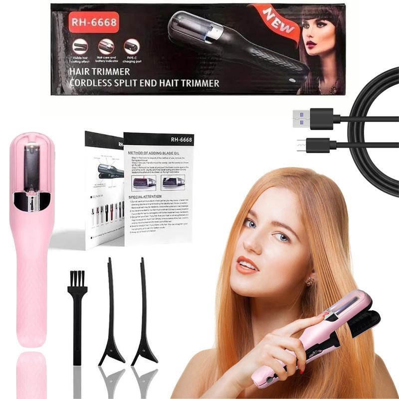 Cordless Split End Hair Trimmer with hair Clips, Automatic Rechargeable Split End Hair Clipper for Dry Damaged Splitting Broken Frizzy Hair Trimming, Hair Styling Tools