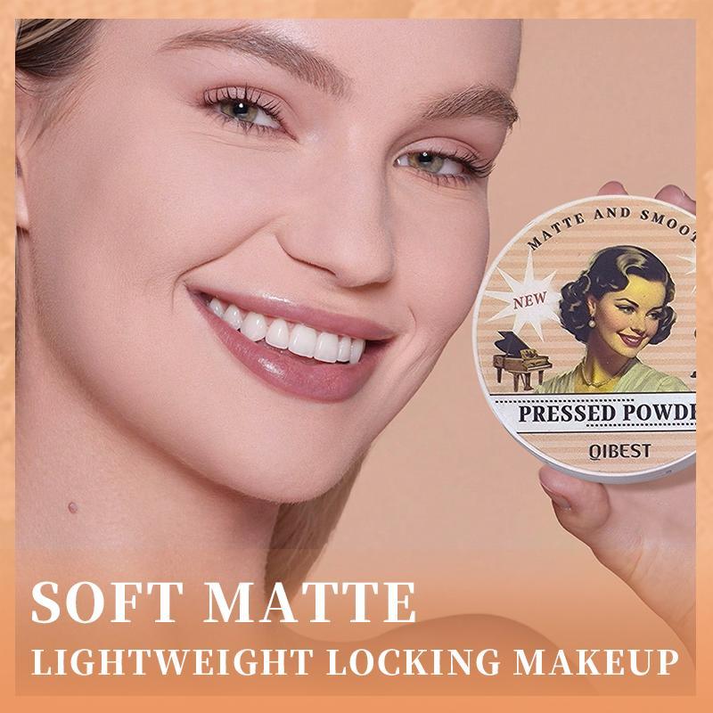 Long Lasting Matte Setting Powder, 1 Count Oil Control Pressed Powder for Smooths Skin & Completes Makeup, Makeup Powder Suitable for Women & Girls