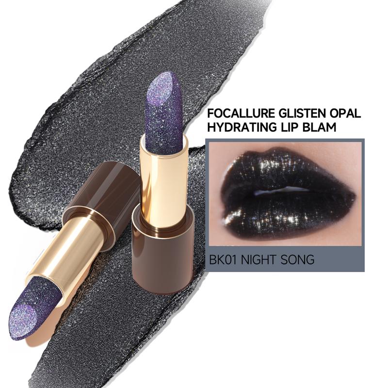 FOCALLURE Glisten Opal Hydrating Glitter Lipstick Lip Balm Set Moisturizing Glossy Cosmetic Makeup