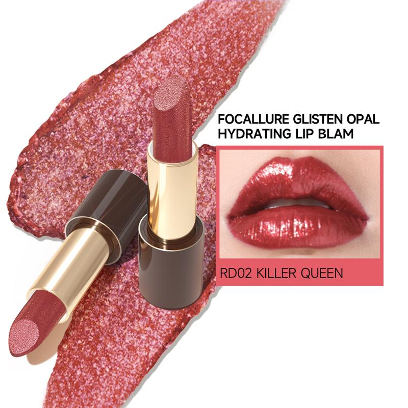 FOCALLURE Glisten Opal Hydrating Glitter Lipstick Lip Balm Set Moisturizing Glossy Cosmetic Makeup