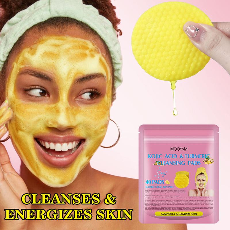 Turmeric Kojic Acid Cleansing Exfoliating Pads Facial Cleansing Foaming Skincare Organic Gentle Smooth Skin Repair Cleanser Retinol Chamomile