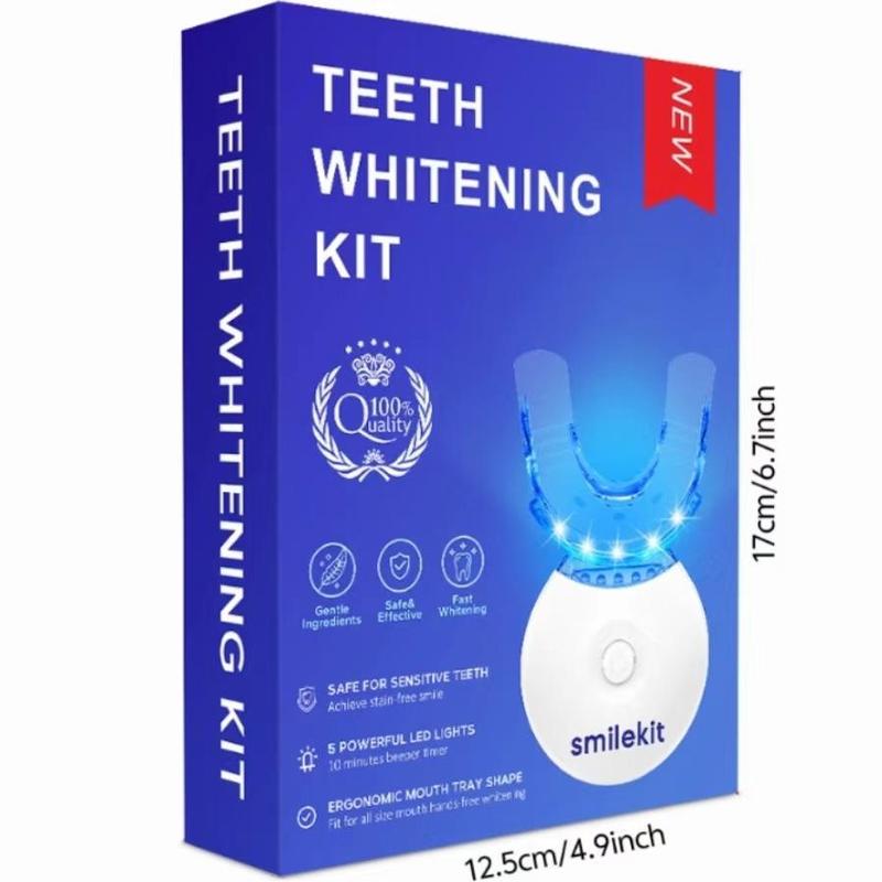 Teeth Brightening Kit, 1 Set Teeth Brightening Light with 3 Teeth Brightening Gel Refill, Mouth Trays- Built-in 10-minute Timer Restores Your Gleaming Bright Smile