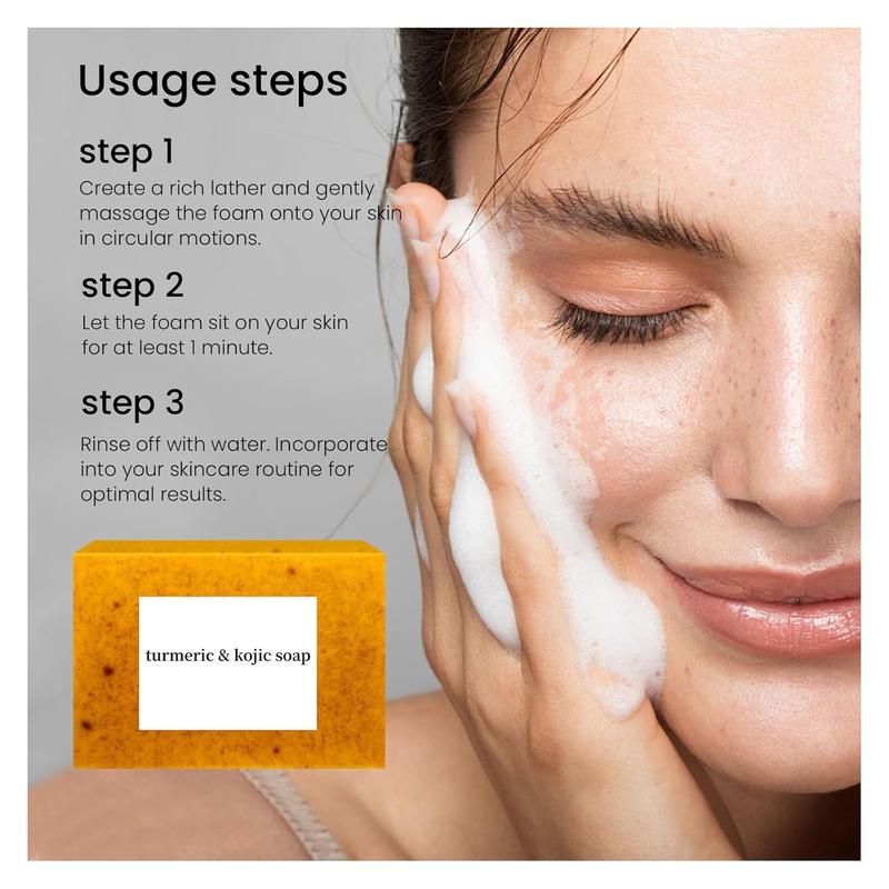 HASSELAN Turmeric & Kojic Acid Brightening Soap, Kojic Acid Soap, Soap Body Care Body Wash Lemon Flawless Organic Facial Cleansing Skincare Skin Repair Comfort Cleanser