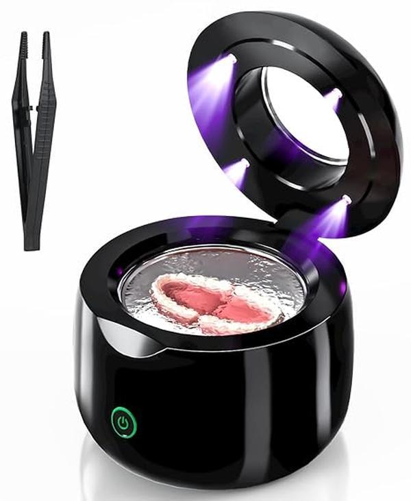 Ultrasonic Retainer Cleaner for Dentures, 45kHz Mouth Guard, Aligner, Toothbrush Head, Jewelry, Portable Cleaner for All Dental Appliances at-Home or Travel 200ML Gift Oral