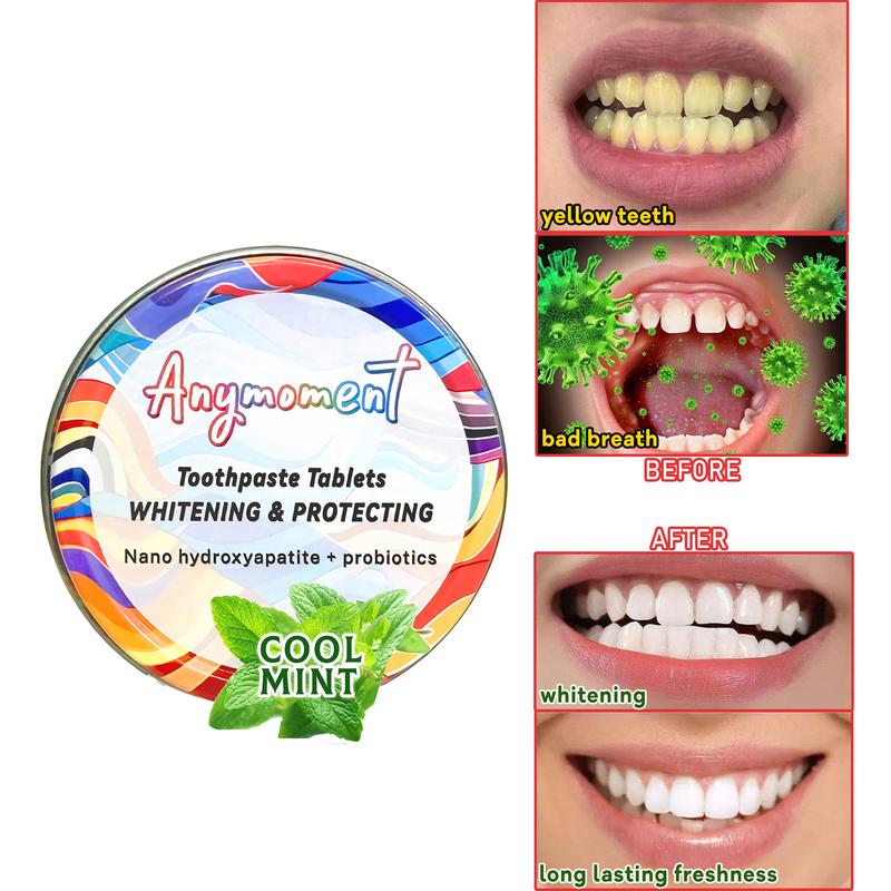 Anymoment Coconut Toothpaste Tablets-Nano Hydroxyapatite, Flouride & Plastic Free, Eco & Travel Friendly - Remineralize with NHA （62 PCS) toothpaste tablet