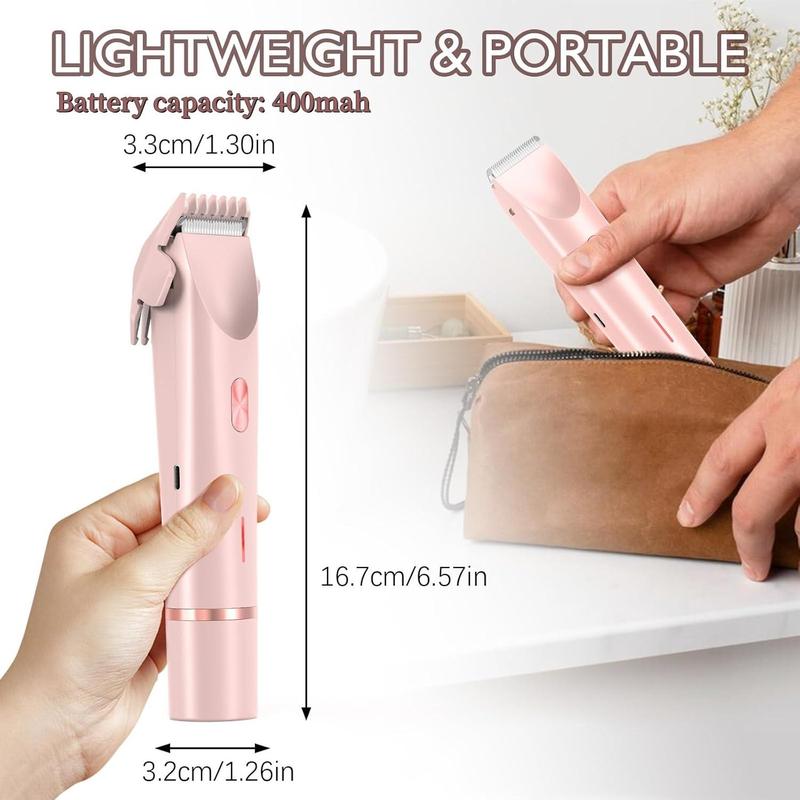 2 in 1 Dual Head Electric Hair Trimmer, 1 Box Ipx7 Waterproof Wet & Dry Hair Clipper & Accessories, Women's Electric Shaver for Legs Armpits