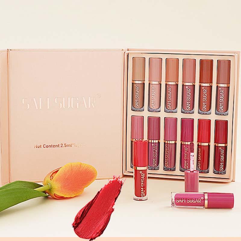 Lip Makeup Sets (24pcs set), Including 12pcs Matte Liquid Lipstick & 12pcs Lip Liner, Matte Lipstick & Lip Liner, Lip Kit, Non-stick Cup Matte Lips Gloss for All Occasions Lip Makeup, Makeup Cosmetic for Girls and Women, Pennywise Makeup, Christmas Gift