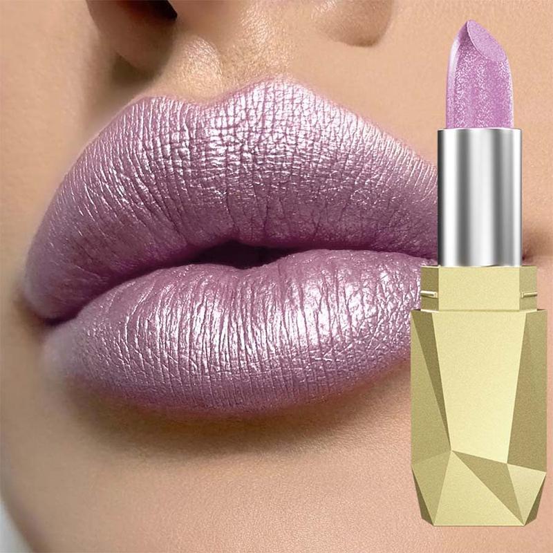 Long Lasting Shimmer Lipstick, 1 Count Moisturizing Lipstick, Glossy Lip Glaze Stick, Plumping Lipstick, for All Occasions Lip Makeup, Christmas Gift