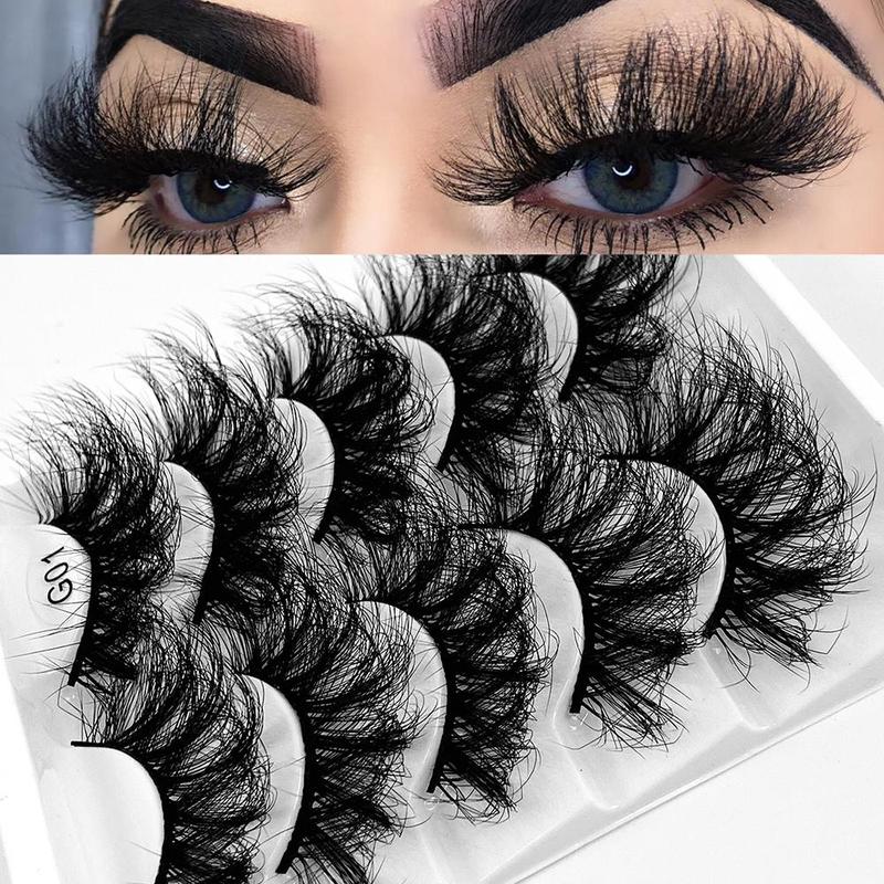 Music Festival Makeup 25mm 8D Makeup Fake Eyelashes Extensions, 5 Pairs Faux Curl Strip Lashes Products, Thick Dramatic Extension False Lashes, Christmas Gift