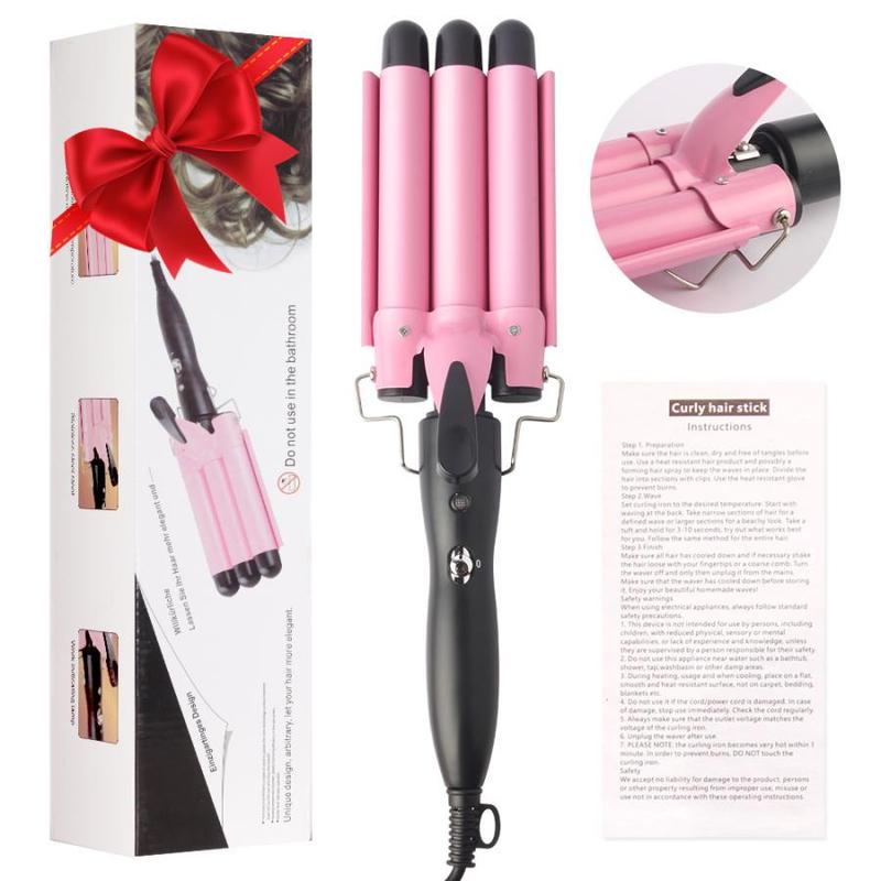 3-barrel Hair Curler, Electric Heated Hair Curler, Hair Styling Tool for Women, Efficient Hair Styling Tools, Christmas Gift