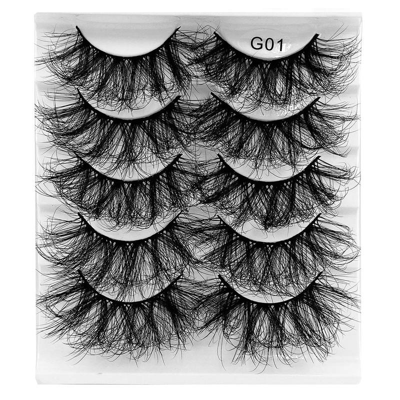 Music Festival Makeup 25mm 8D Makeup Fake Eyelashes Extensions, 5 Pairs Faux Curl Strip Lashes Products, Thick Dramatic Extension False Lashes, Christmas Gift