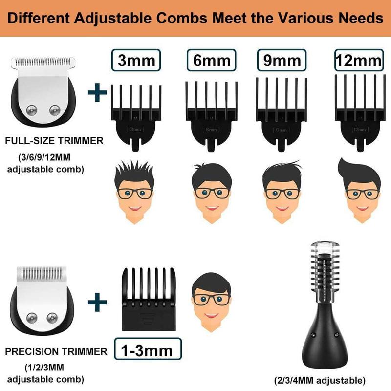 6 in 1 Professional Hair Clipper Set, 1 Box LCD Smart Digital Display USB Rechargeable Hair Trimmer Kit, Haircut Tool for Men