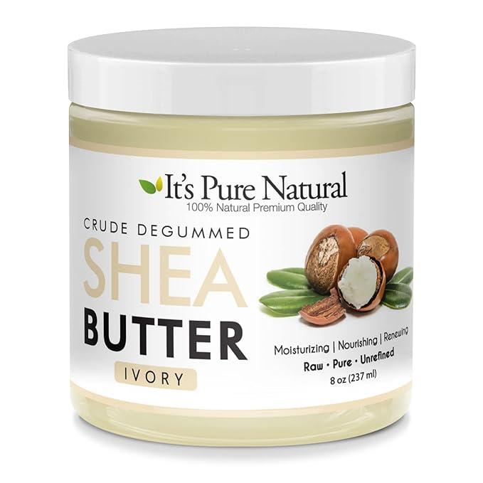 It's Pure Natural Crude Degummed African Ivory Shea Butter Body Moisturizer - 8 oz for Dry Skin and Eczema Body Care Lotions Smooth Blemish