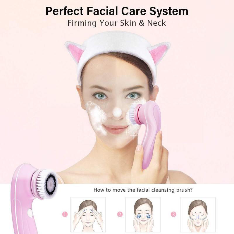 Multifunctional 6 in 1 Electric Facial Cleansing Brush, Waterproof Sonic Vibrating Face Brush, Gentle Exfoliating & Massaging Skincare Gift for Women, Skin Care Products