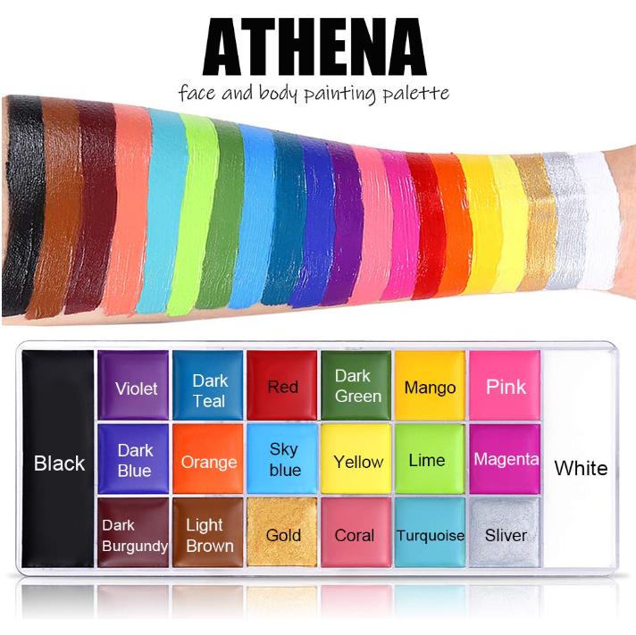 UCANBE Face Body Paint Set-Athena Painting Palette,10 Professional Artist Brush, Large Deep Pan Ideal for Halloween Cosplay Party SFX Arty Stage Makeup